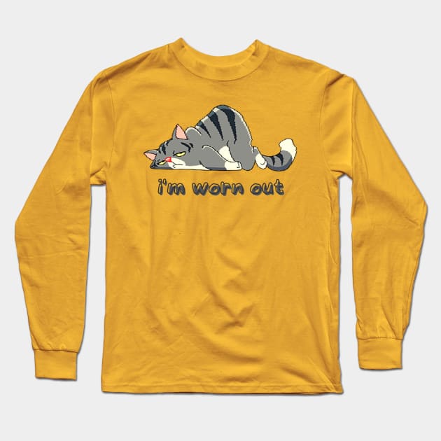 i'm worn out, lazzy cat Long Sleeve T-Shirt by TrendsCollection